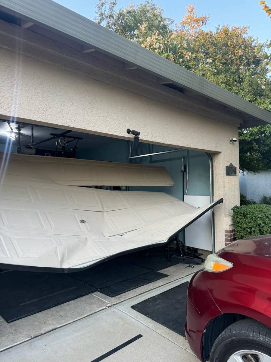 Garage door stuck partially open
